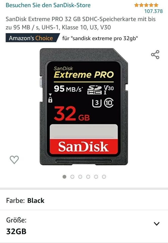 SanDisk Extreme PRO 32 GB SDHC Speicherkarte bis zu 95MB/Sek. in Osterburken