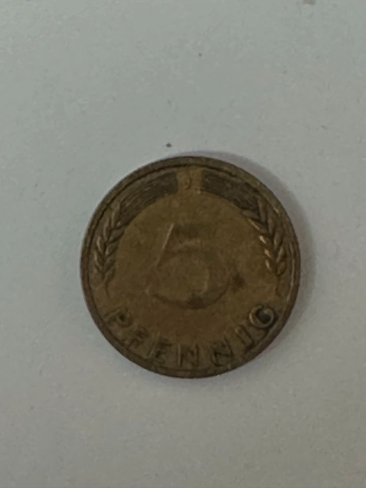 5 Pfennig Münze 1949 J Prägung "Bank Deutscher Länder" in Rosengarten