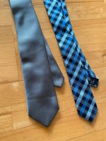 2 Krawatten, grau + blau-kariert, inklusive Einstecktuch Niedersachsen - Berne Vorschau