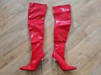 Lackstiefel Gr. 40 Overkneestiefel in rot mit Pfennigabsatz Bayern - Vorbach Vorschau