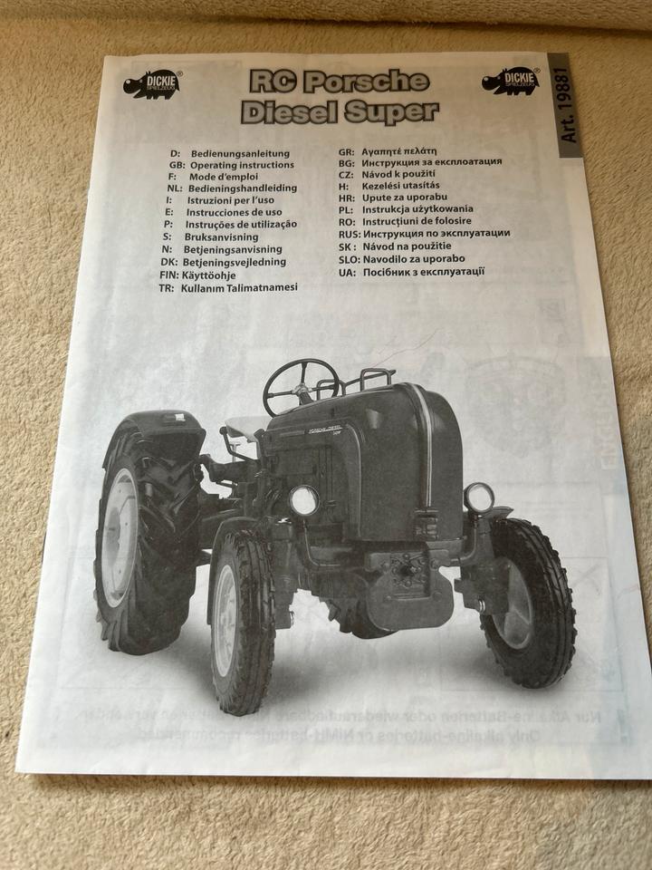 Original Anleitung Dickie RC Porsche Diesel Super DIN A4 in Stuhr