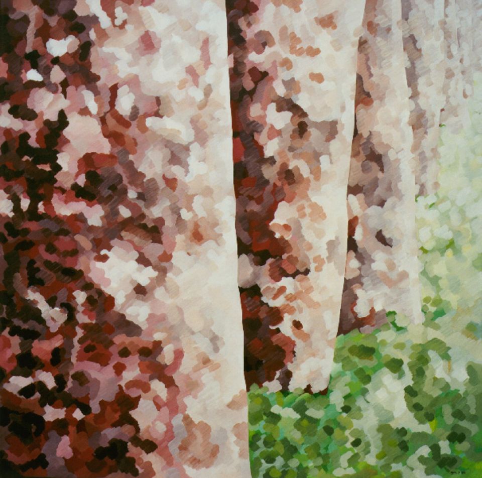 Bäume Natur Abstrakt Pixel Art Acryl / Leinwand 100 x 100 cm 1989 in Dettenheim
