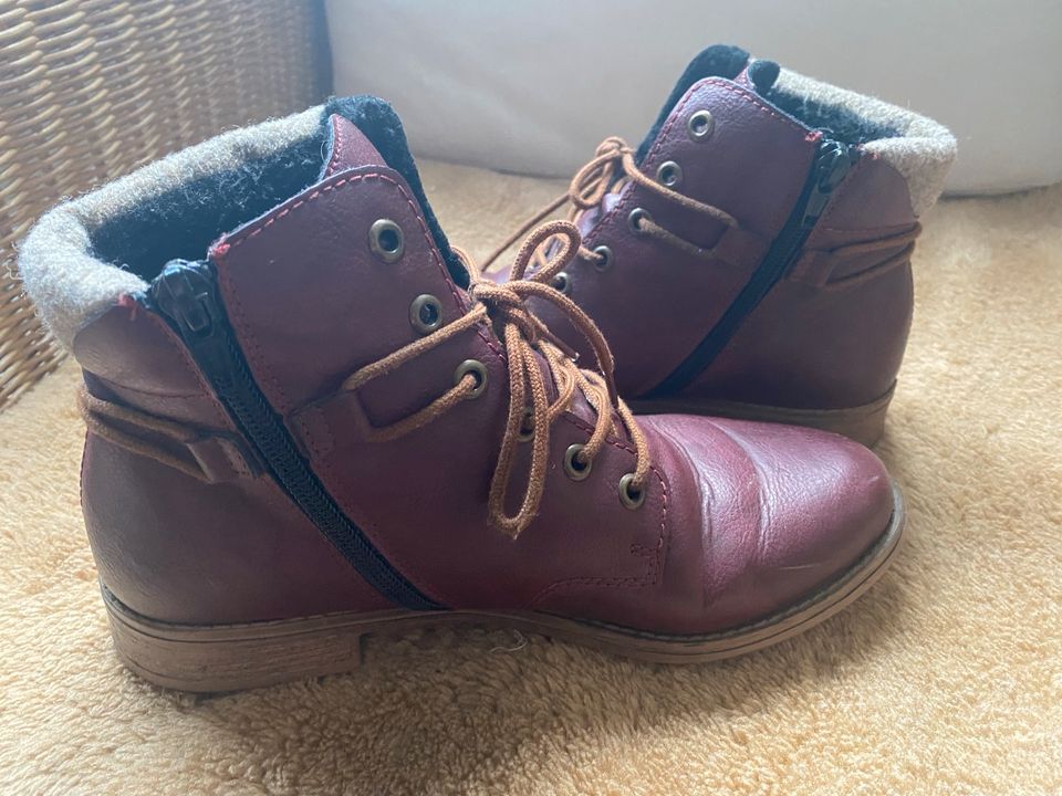 Rieker Stiefel Bordeaux 37 mit Reißverschluss Leder in Berlin