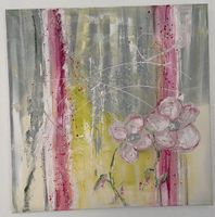 2 Acrylbilder abstrakt mit Blumen 49x49 cm, grau, grün, rosé Bayern - Oberstdorf Vorschau