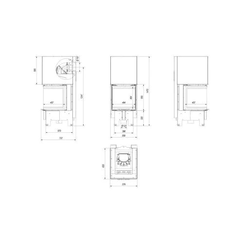 ThermoFlux Kamineinsatz TFA8-HLRF 50/50 3-seitig, Guillotine 8 kW in Mühlhausen