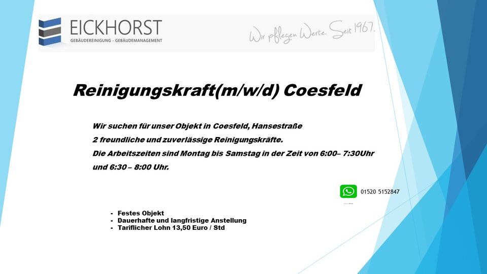 Reinigungskraft (m/w/d) Coesfeld in Coesfeld