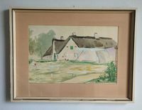 Carlos Reeckmann Aquarell 1957 Bauernhaus Kinder Rügen Kiel - Mitte Vorschau