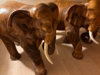 2 | Holz Elefanten | Statue | Skulptur | Handgeschnitzt | Vintage Hessen - Groß-Gerau Vorschau