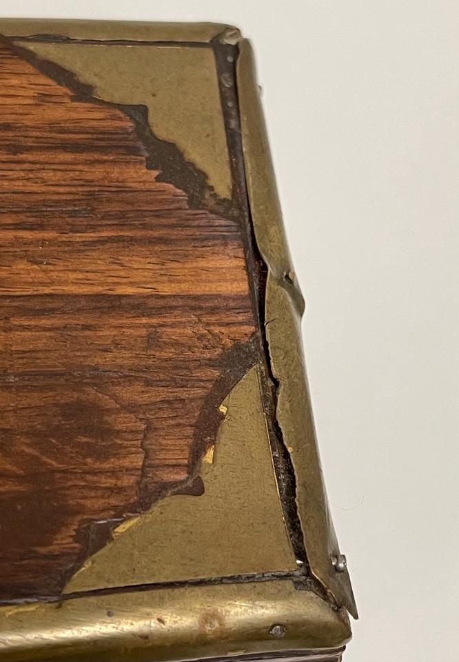Antique Holz Stiftebox Hülle Stift Box Messing Kiste Defekt in Abstatt