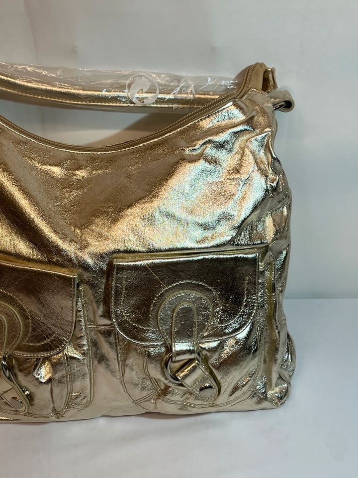 Vintage Retro Handtasche Umhängetasche Gold Schultertasche NEU in Sankt Augustin