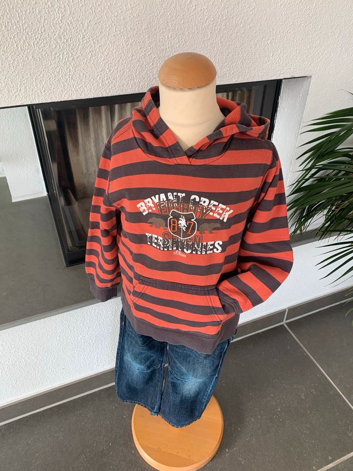 S. Oliver Pulli Hoodie orange gestreift Gr. 116 122 in Bochum