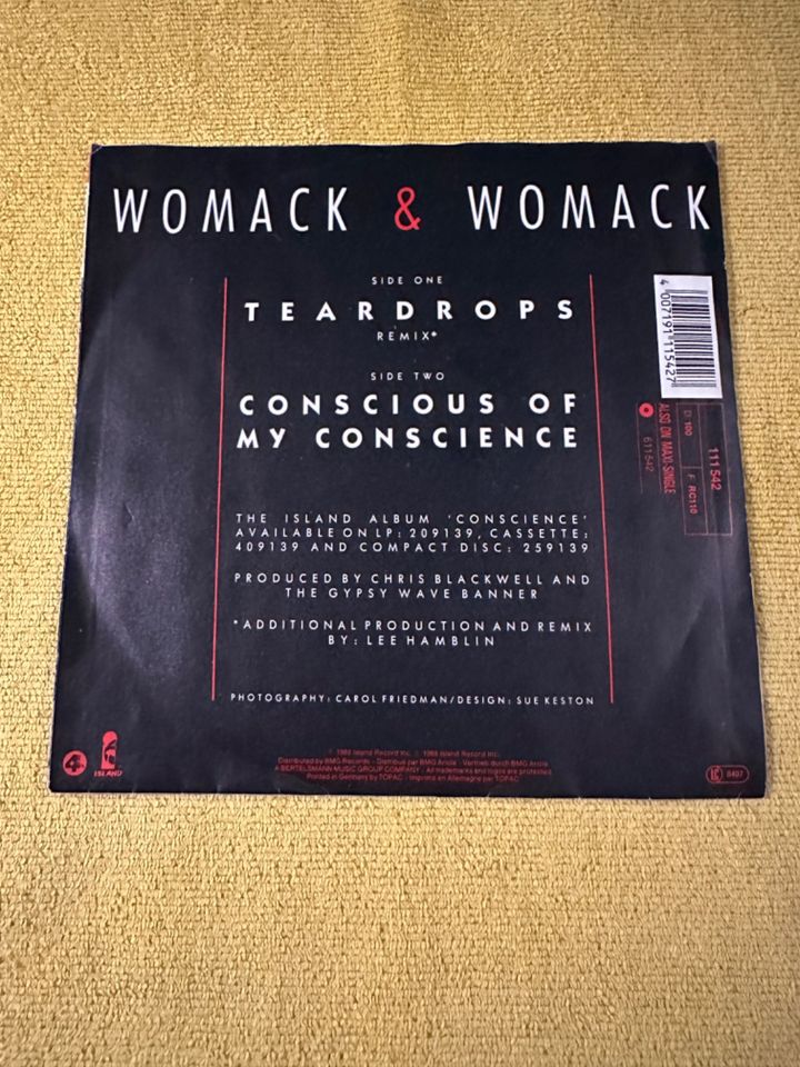 Womack & Womack Teardrops 7" Single Vinyl Schallplatte in Meppen