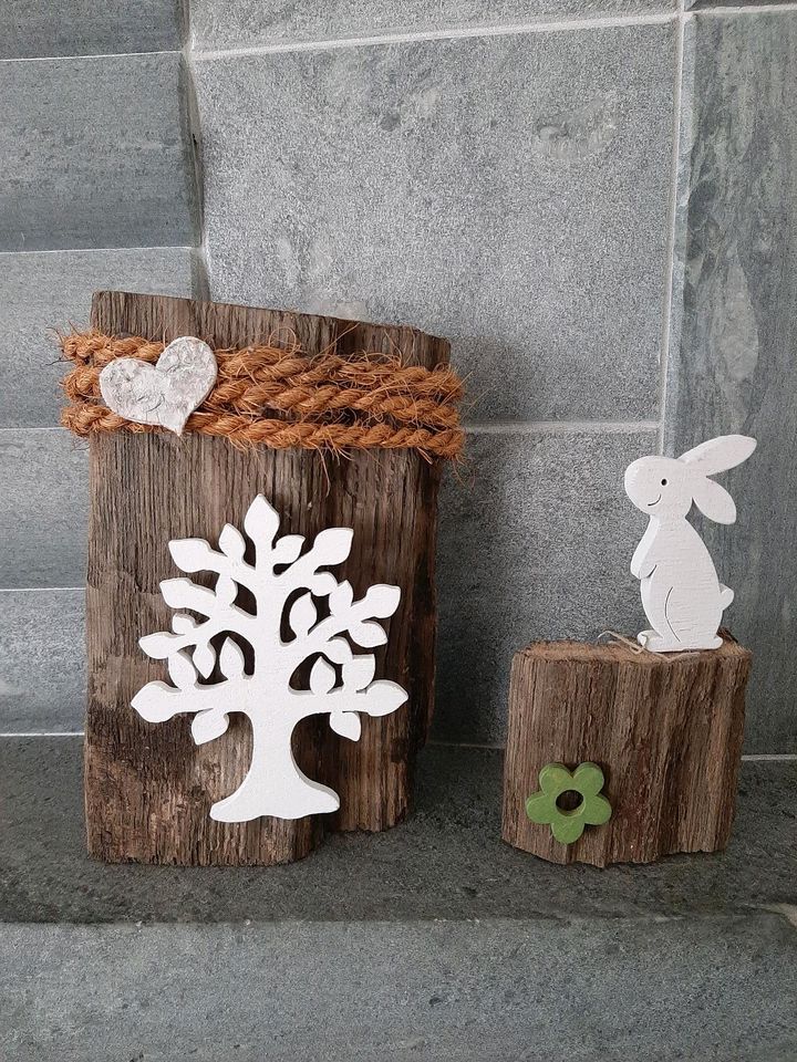 Holz deko Frühling Hase weiß HolzHighlights Dekoration Geschenk in Bruchhausen-Vilsen