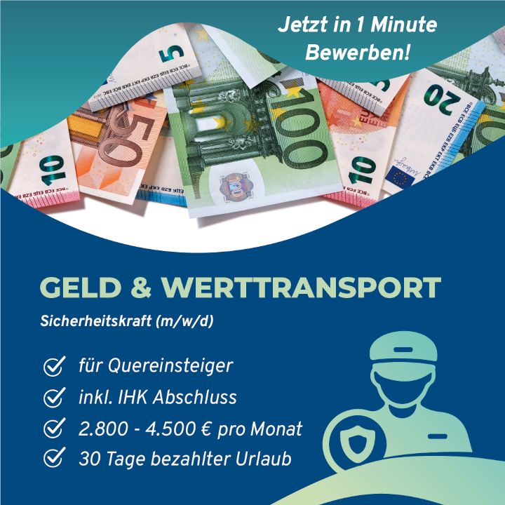 QUEREINSTEIGER❗|3.450€|GELDTRANSPORT SECURITY (M/W/D)|Sicherheit in Duisburg