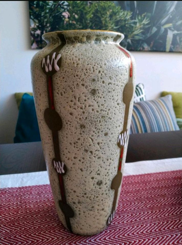 JASBA  Blumen Vase, 29 cm, grün-rot-weiß, Schrumpfglasur in Braunschweig