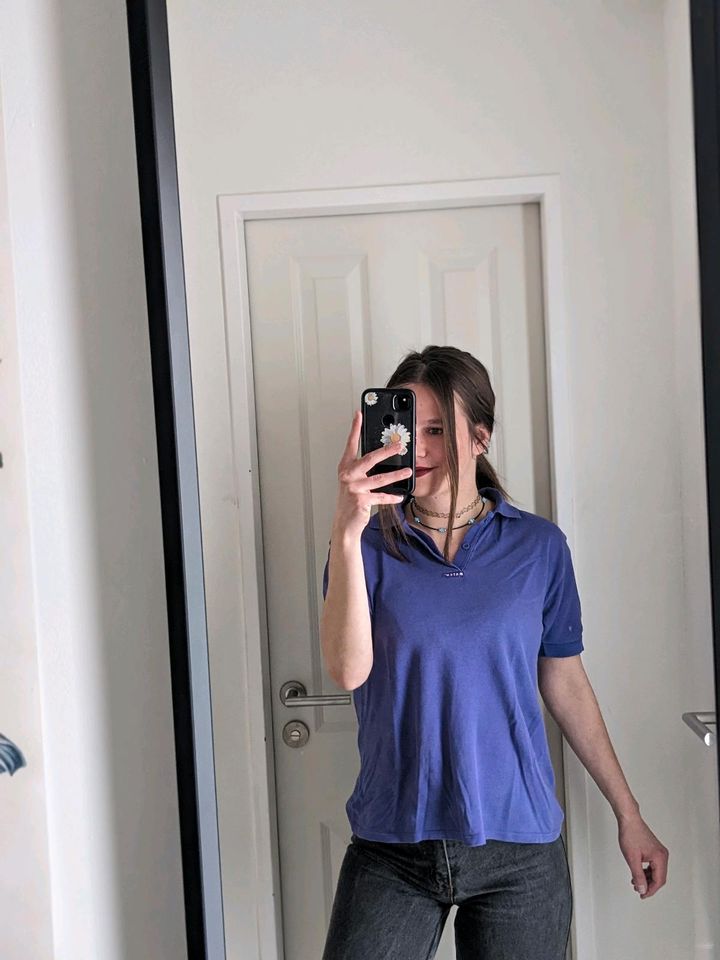 Top Shirt Poloshirt 80er Vintage violett lila T-Shirt Baumwolle in Oyten