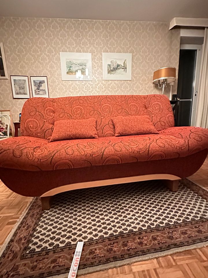 Rotes Aufklappbares sofa mit Bett mit Stauraum in Hamburg