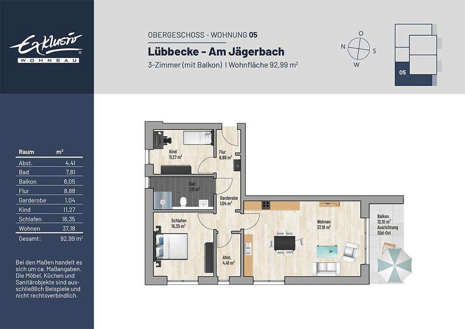 Neubauwohnung 3-Zimmer mit Balkon am Wiehengebirge in Lübbecke 