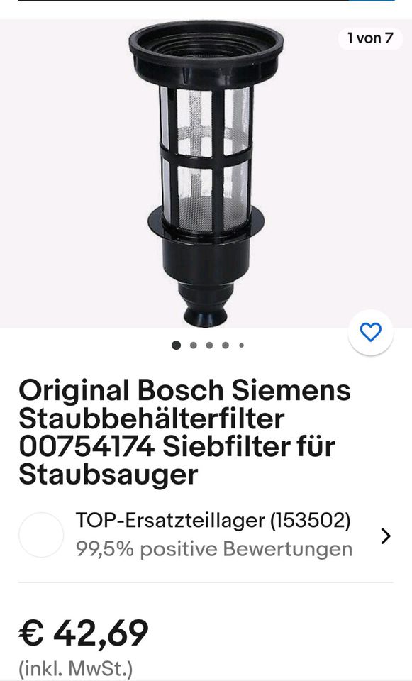 Neues Bosch/Siemens Akkustaubsauger komplett Filter Set in Saale-Holzland-Kreis