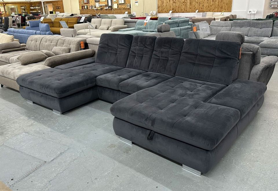 Wohnlandschaft mit Bettfunktion & Bettkasten | 0% Finanzierung | Sofa in U-Form mit Boxspringfederung | Couchlet Frankfurt in Frankfurt am Main