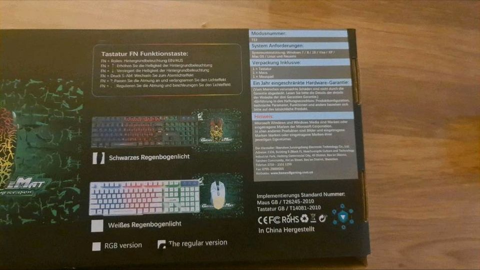 Gaming Tastatur und Maus Set mit LED in Trassem