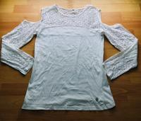 Weißes Langarmshirt mit cut outs und Spitze Saarland - Völklingen Vorschau