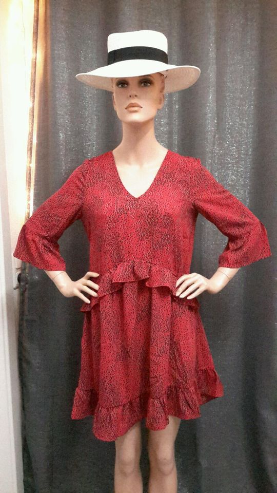 Neu Vero Moda Luftiges Chiffonkleid mit Rüschen Sommerkleid Kleid in Dreieich