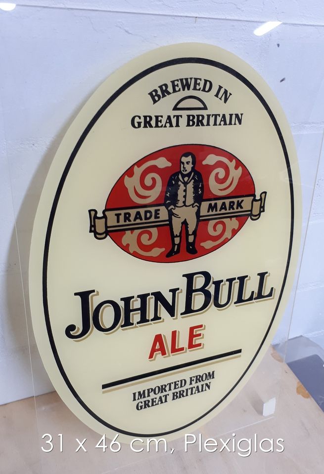 John Bull Ale Great Britain Bierschild Plexiglas Brauerei-Schild in Zur Schunterquelle