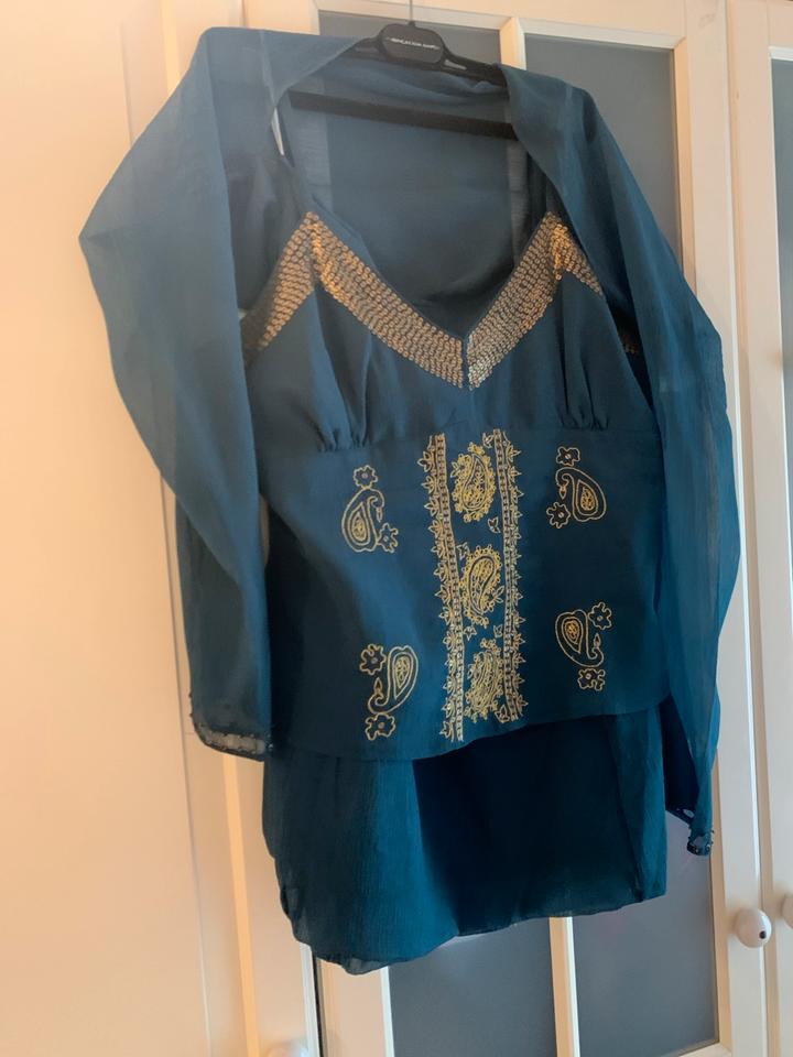 Kleid Petrol, 3 Teiler, goldene Ornamente , Hochzeit , Abendkleid in Göppingen