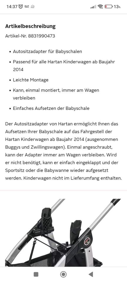 Hartan Autositzadapter für Babyschalen in Renchen