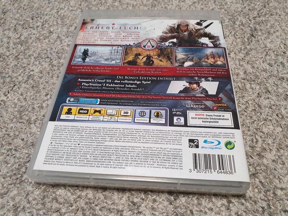 Playstation 3, PS3 Spiel Assassins Creed 3 in Weingarten