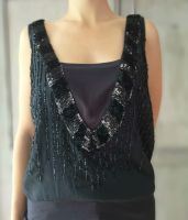 Top Shirt Blau Baumwolle Party 20er Style Glitzer M 38 Nordrhein-Westfalen - Ratingen Vorschau