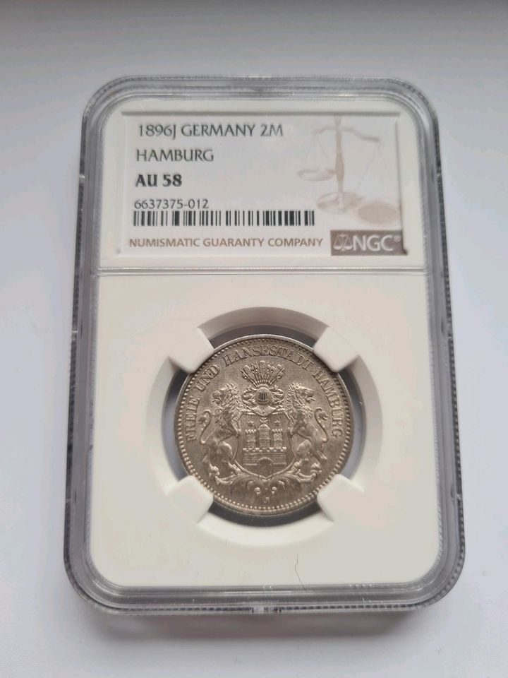 2 Mark Hamburg 1896 seltener Jahrgang Kaiserreich Silbermünze AU in Bad Muskau