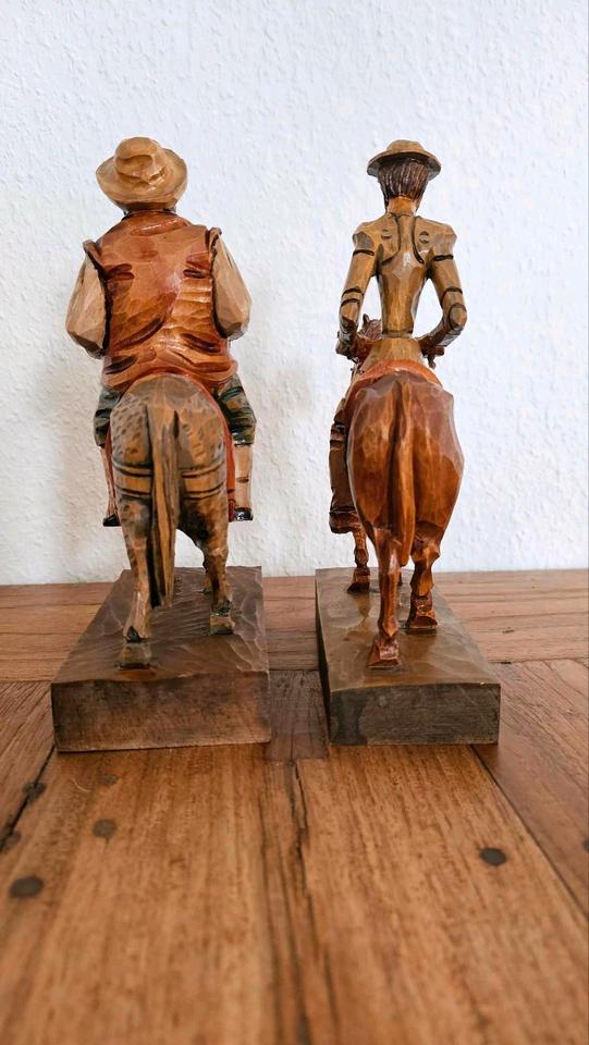 Antik Figuren Holz Sancho Panza & Don Quijote Esel Pferd Spanien in Bensheim