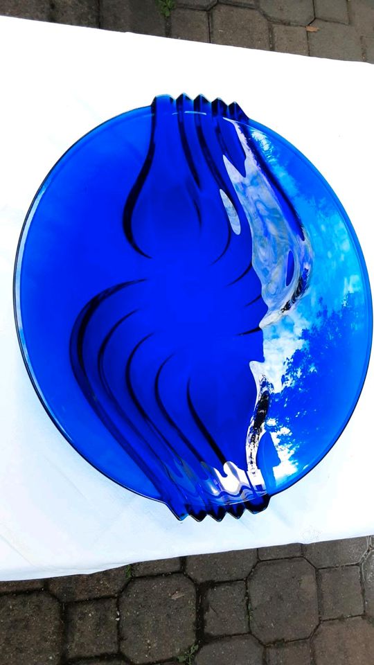 Glasschale blau Anbietschale Dekoschale 33×29cm in Lampertheim
