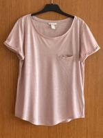 T-Shirt rosé gekrempelte Ärmel von H&M Bayern - Geiselhöring Vorschau