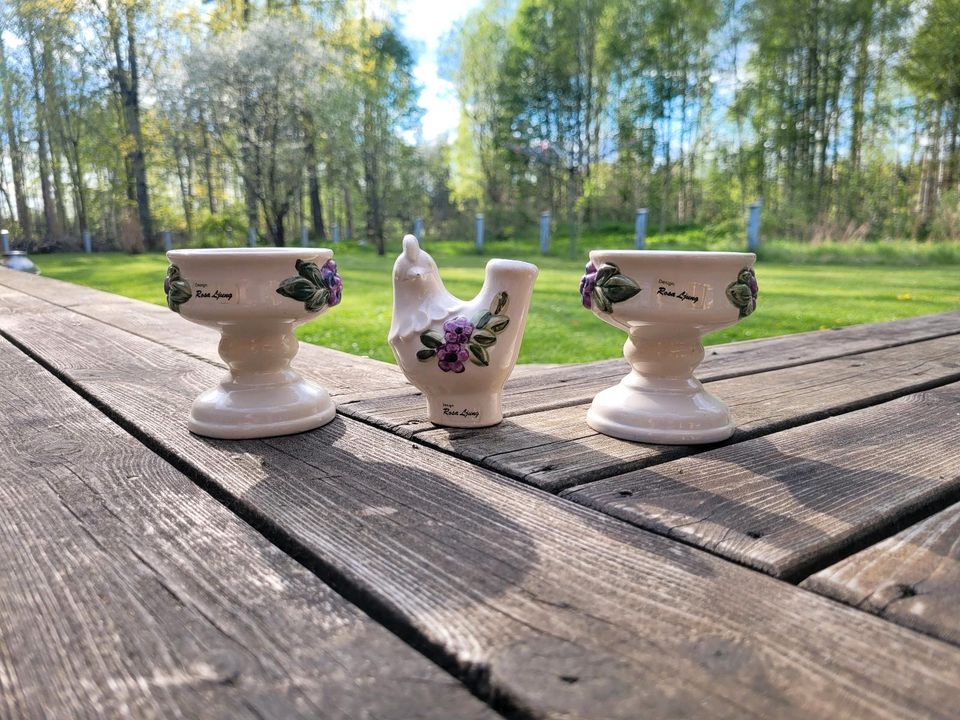 Rosa Ljung Keramik Schweden Set Kerzenständer & Vase Huhn Vintage in Lübeck