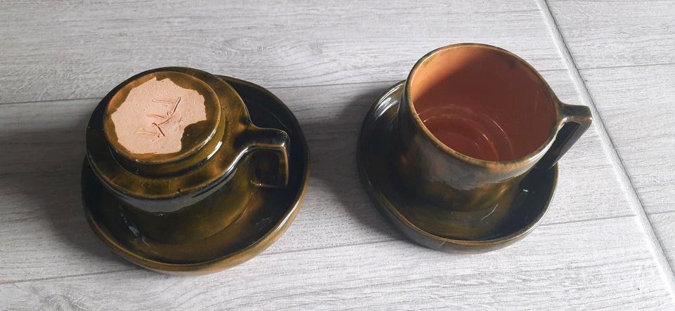 Kaffeetassen/Espressotassen Set 2 Tassen 2 Teller aus Keramik in Titisee-Neustadt