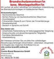 Brandschutzmonteur/in bzw. Montagehelfer/in, Arbeiter/in Bayern - Kissing Vorschau