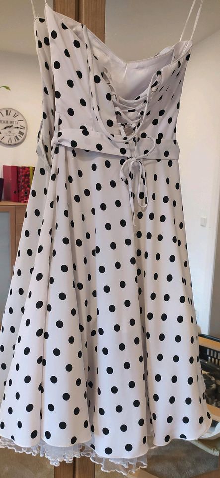 Rockabilly Kleid 34 36 weiß S M Punkte in Guben