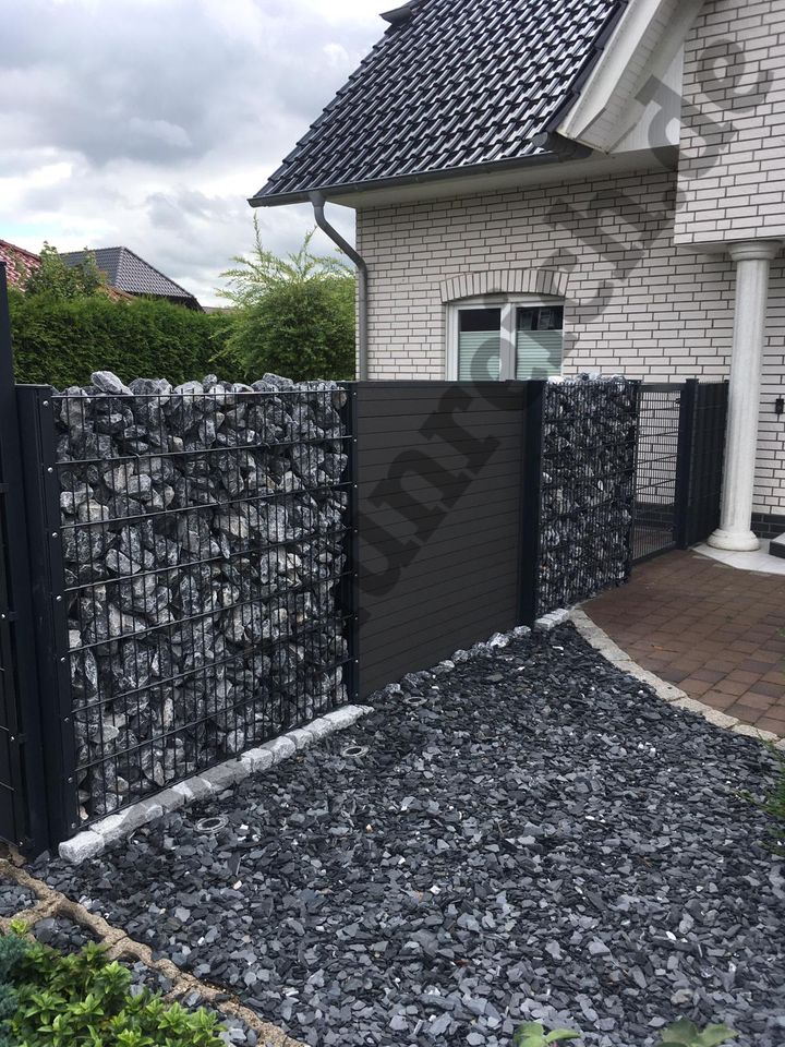 40 BPC Steckzaun moderner Garten WPC Gartenzaun Sichtschutz in