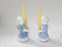 2 Kinderfiguren  weiß - blau aus glasierter Keramik mit Kerzen Niedersachsen - Edemissen Vorschau
