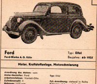 Ford Eifel ab 1935 Schmierplan Datenblatt Baden-Württemberg - Schopfheim Vorschau