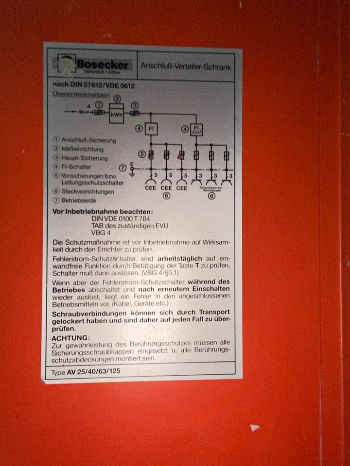 Baustromkasten / Elektrokasten / Baustromverteiler in Prisannewitz