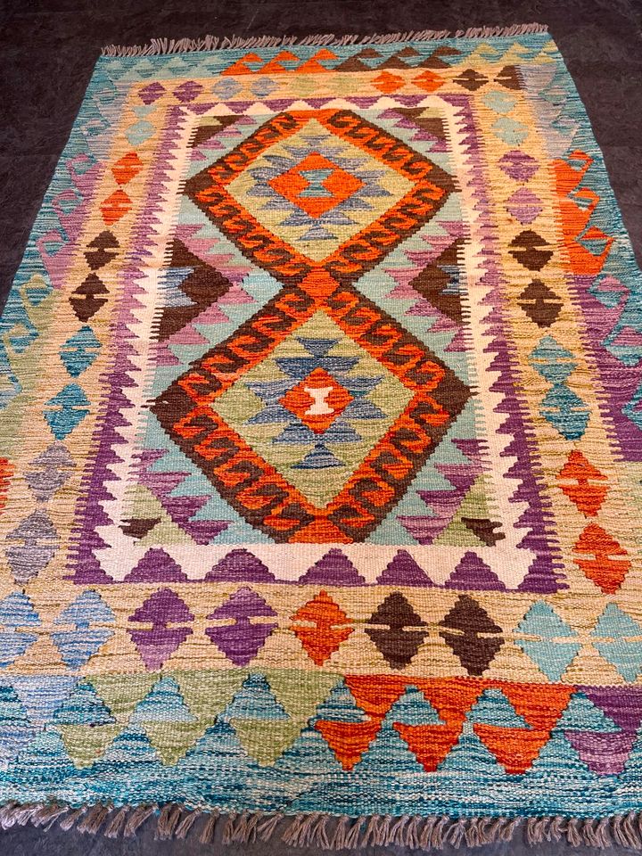 Afghan Kelim 150x103 Kilim Teppich Handarbeit rug wolle geometrie in Berlin