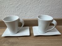 2 Tassen mit Untertassen in weiß Niedersachsen - Oldenburg Vorschau