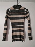 Eleganter gestreifter Pullover, Größe M, Farbe Grau-Beige Glitzer Nordrhein-Westfalen - Wesel Vorschau
