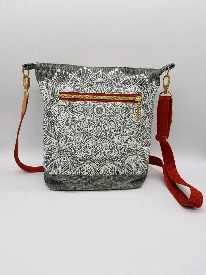 Schultertasche bio handmade neu Handtasche Mandala petrol grau in Pfronten