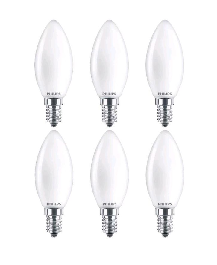 6 x Philips LED Leuchtmittel Kerze 4,3W = 40W E14 matt 470lm 840 in Ulm