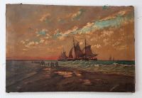 1903 Ölgemälde Fischer Segelschiff Meer Strand Tjalk Nordsee alt Nürnberg (Mittelfr) - Südstadt Vorschau